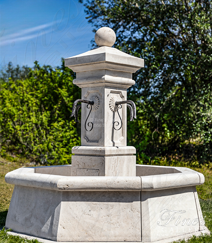 Marble Fountains  - Old World Fountain In Italian Roman Travertine - MF-2377